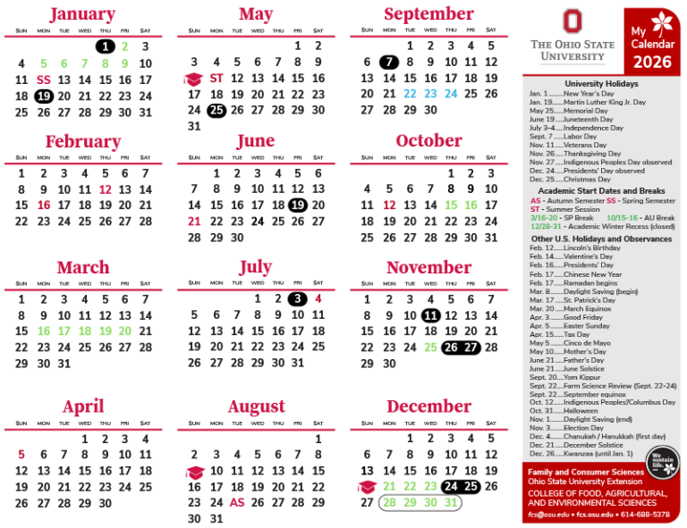 Osu Academic Calendar 2026-27