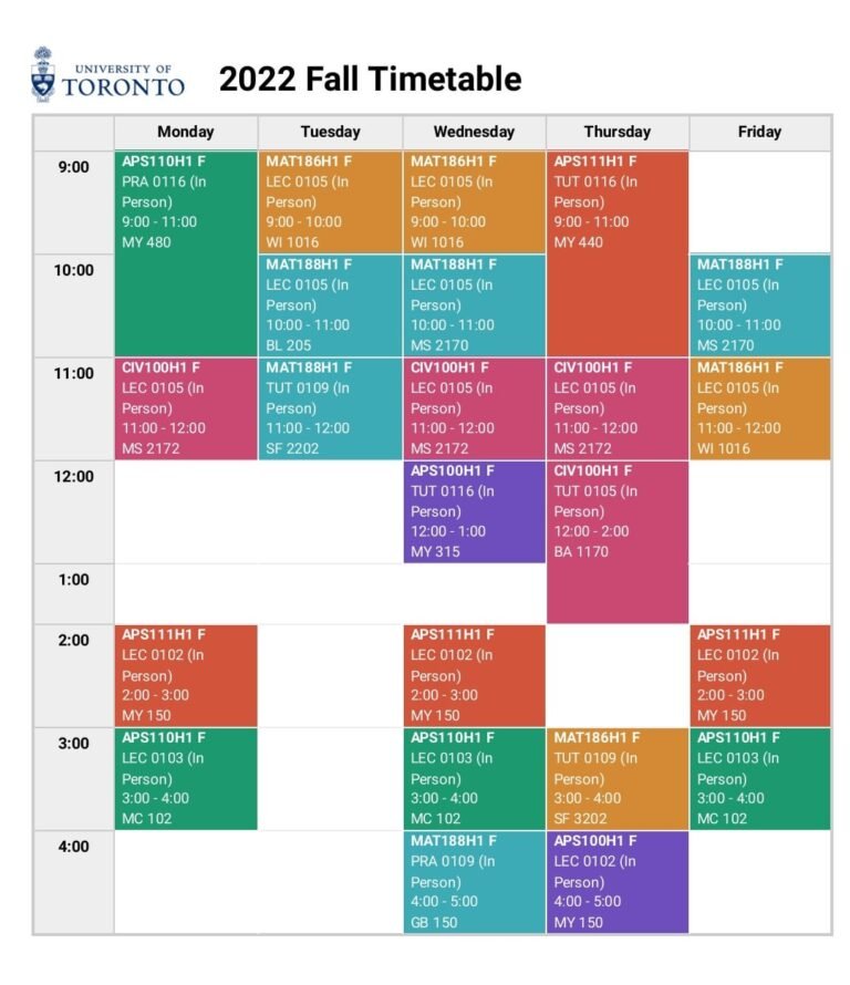 U Of T Academic Calendar