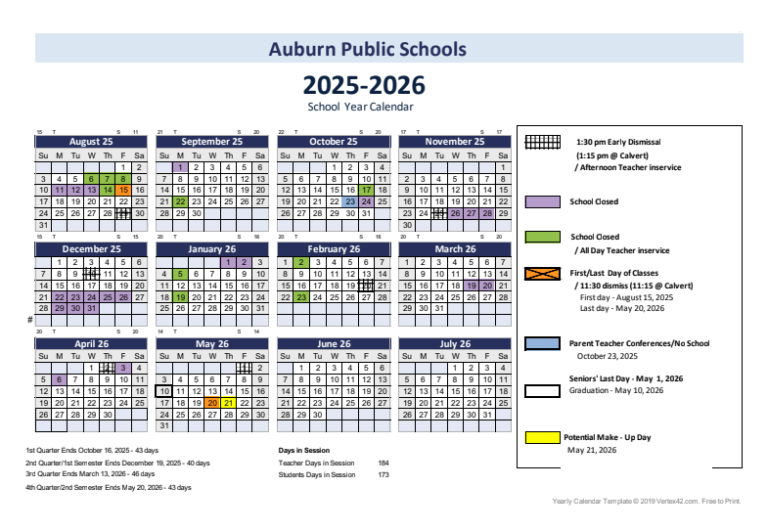 Auburn Academic Calendar 2026
