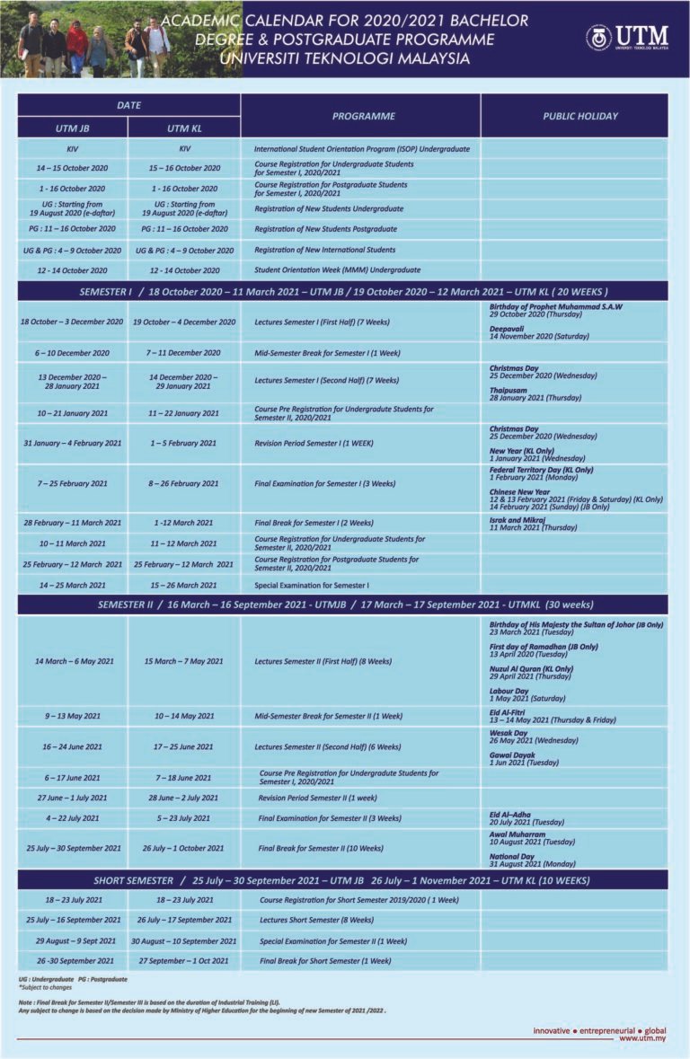 Utm Academic Calendar