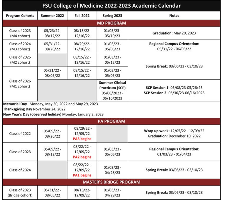 Fsu Academic Calendar