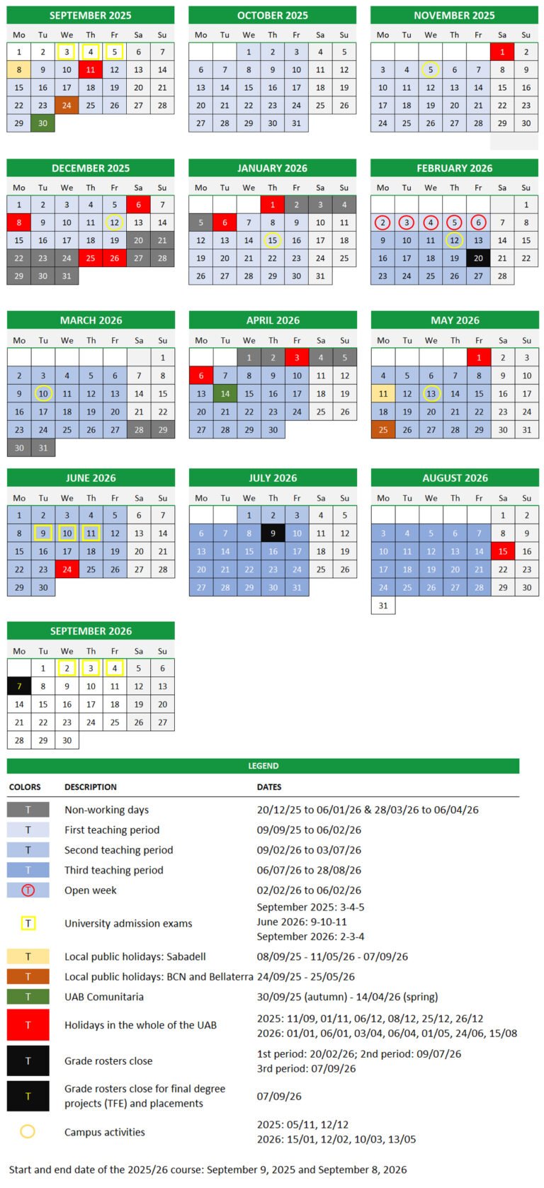 Uab Academic Calendar 2026