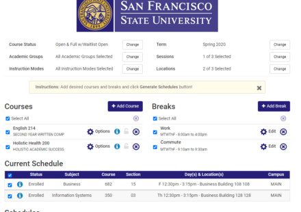 GATOR Sch overview screen