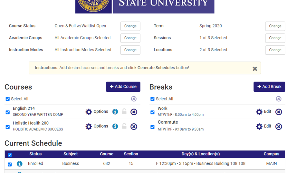 GATOR Sch overview screen