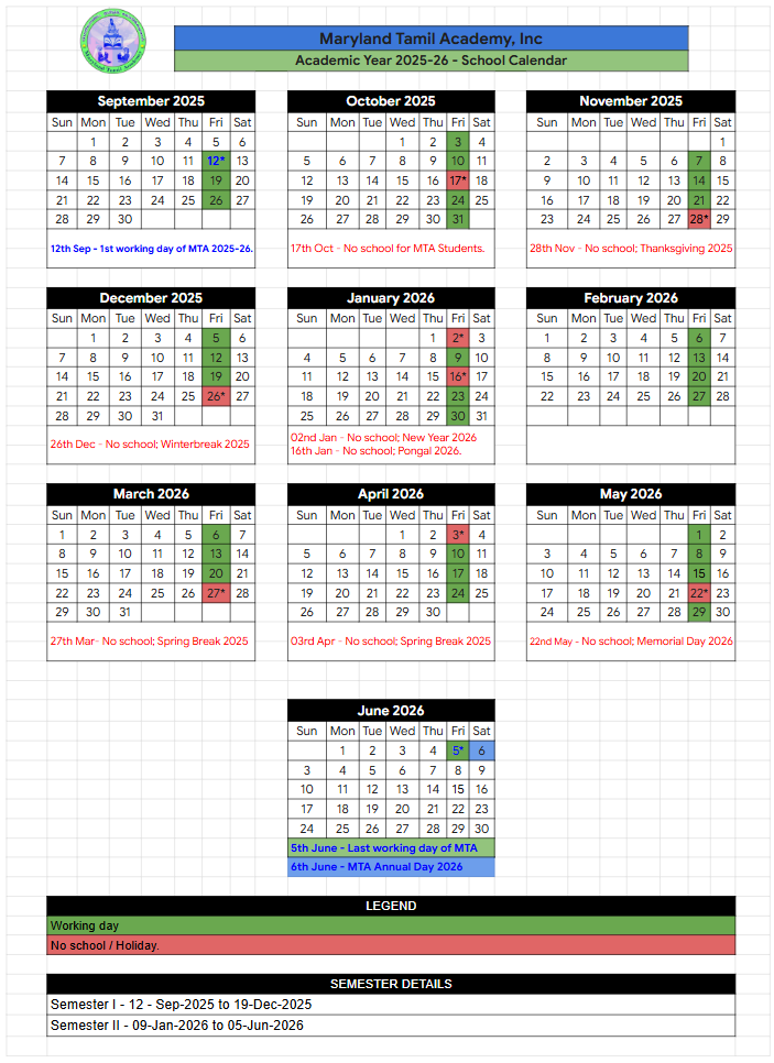 Mta Academic Calendar