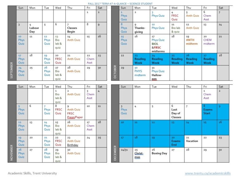 Trent Academic Calendar