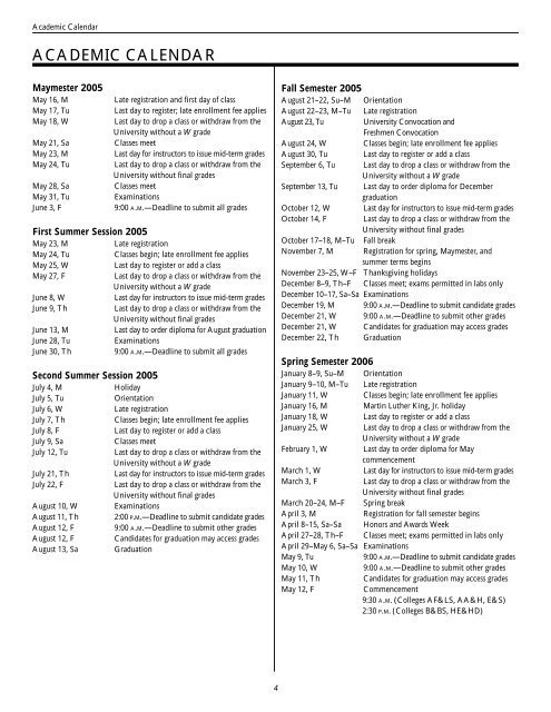 Clemson Academic Calendar