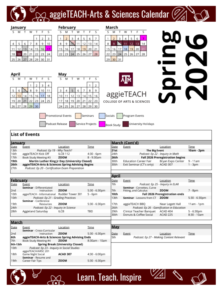 Tamu Academic Calendar
