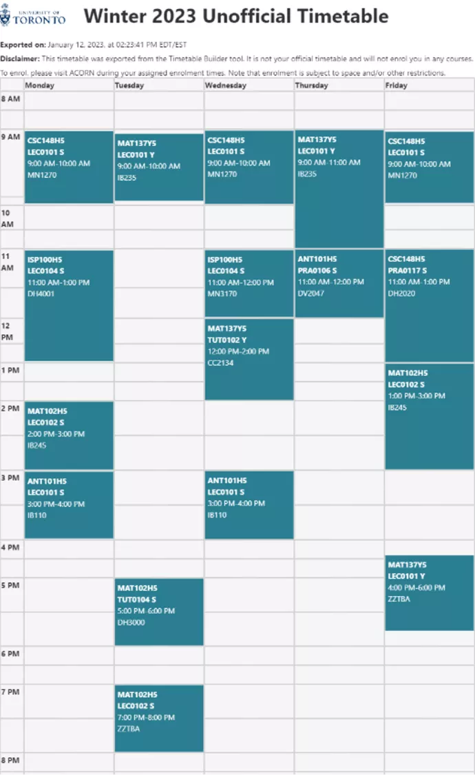 Uoft Academic Calendar