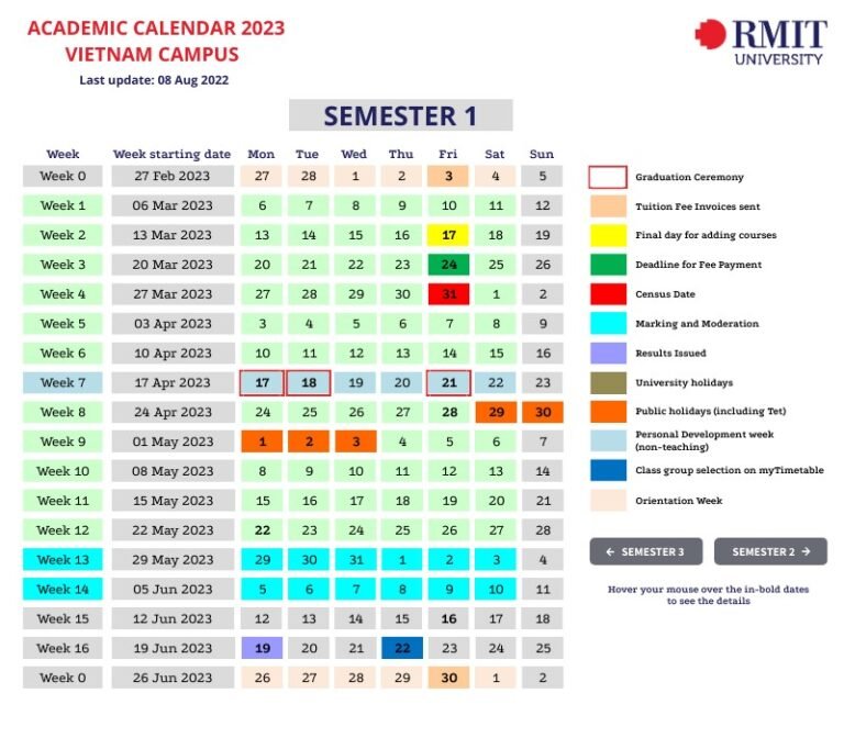 Uno Academic Calendar