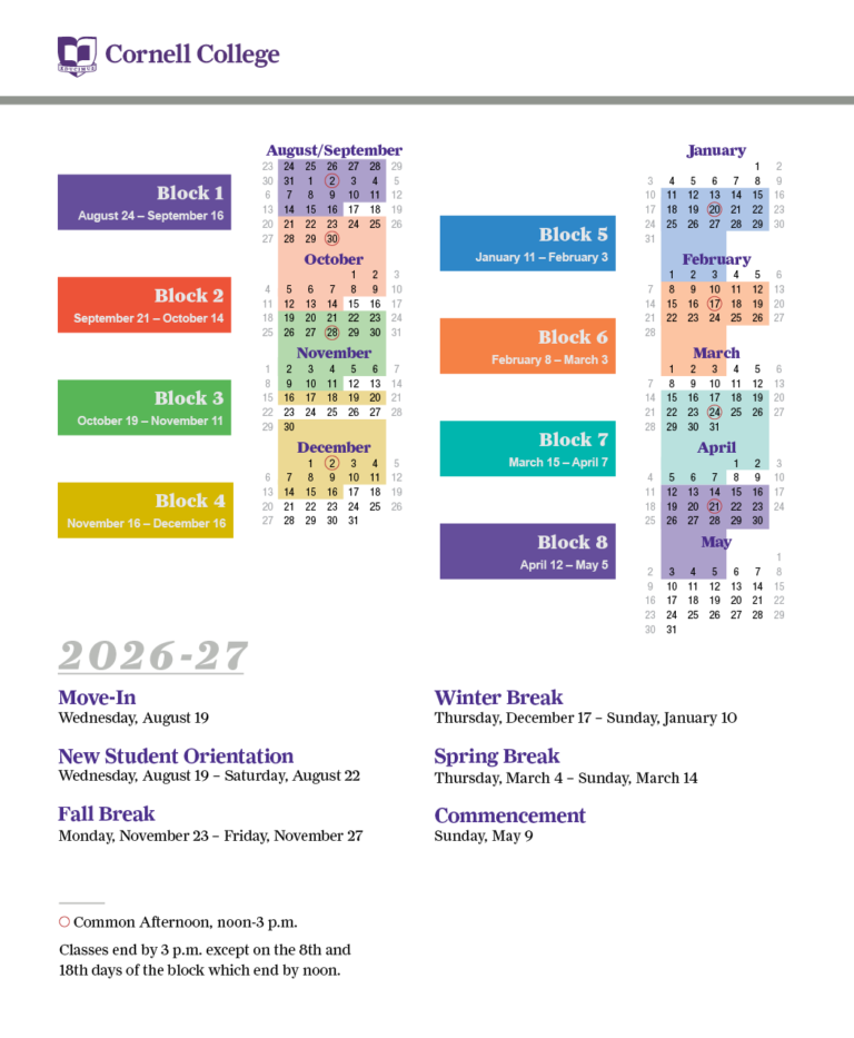 Cornell Academic Calendar