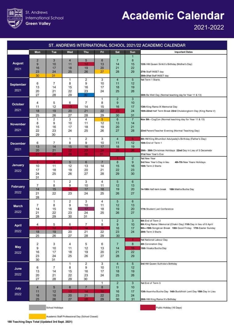 St Andrews Academic Calendar
