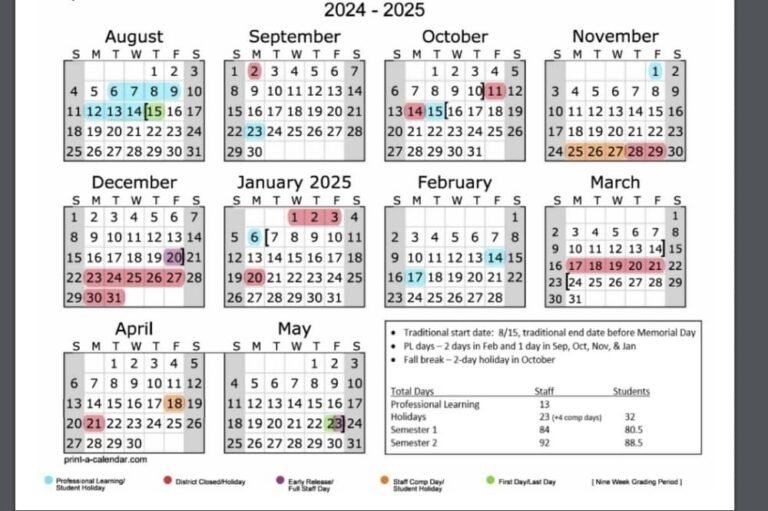 Georgetown Academic Calendar